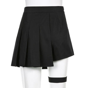 Goth Belt Detail Mini Skirt-Mauv Studio
