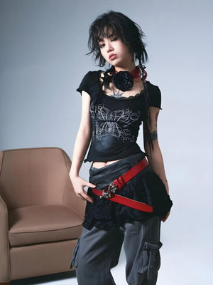 Goth Butterfly Print Tee – MAUVSTUDIO®