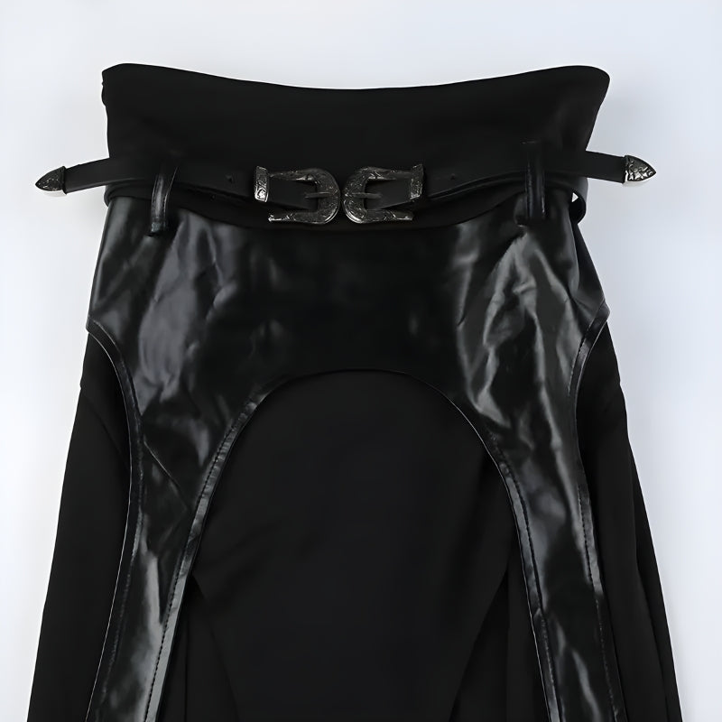 Goth Double Slit Maxi Skirt-Mauv Studio