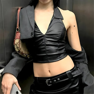 Goth Faux Leather Crop Top – MAUVSTUDIO®