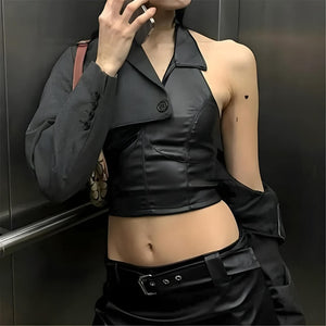Goth Faux Leather Crop Top – MAUVSTUDIO®