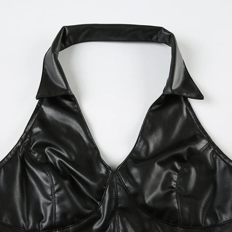 Goth Faux Leather Crop Top – MAUVSTUDIO®