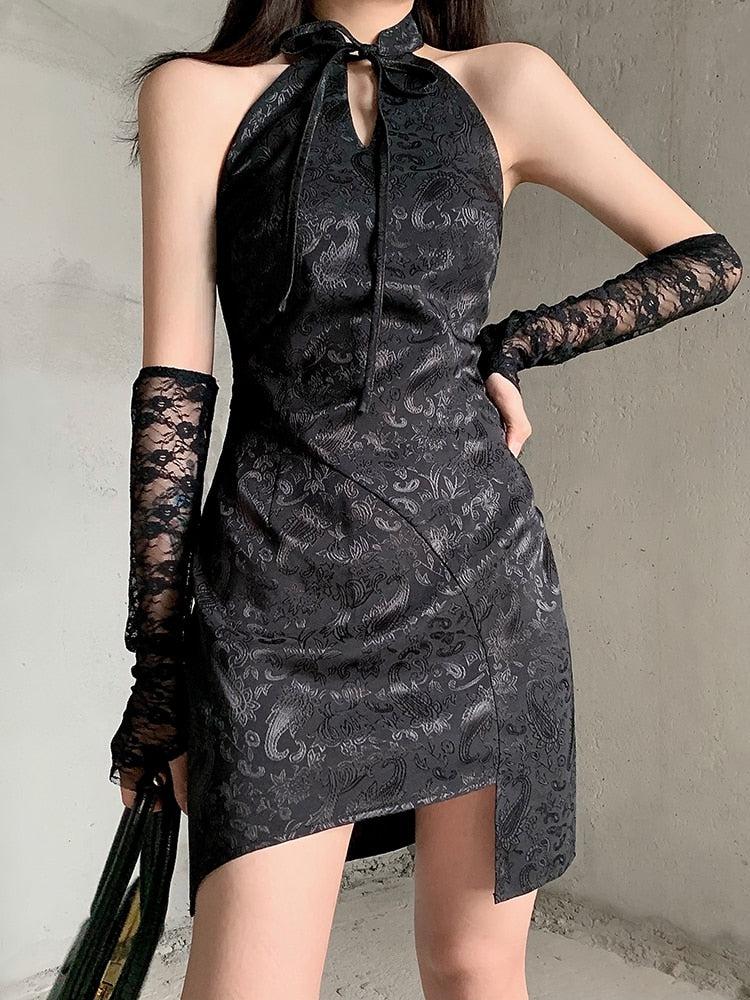Goth Halter Mini Dress MAUVSTUDIO Goth Halter Mini Dress MAUVSTUDIO