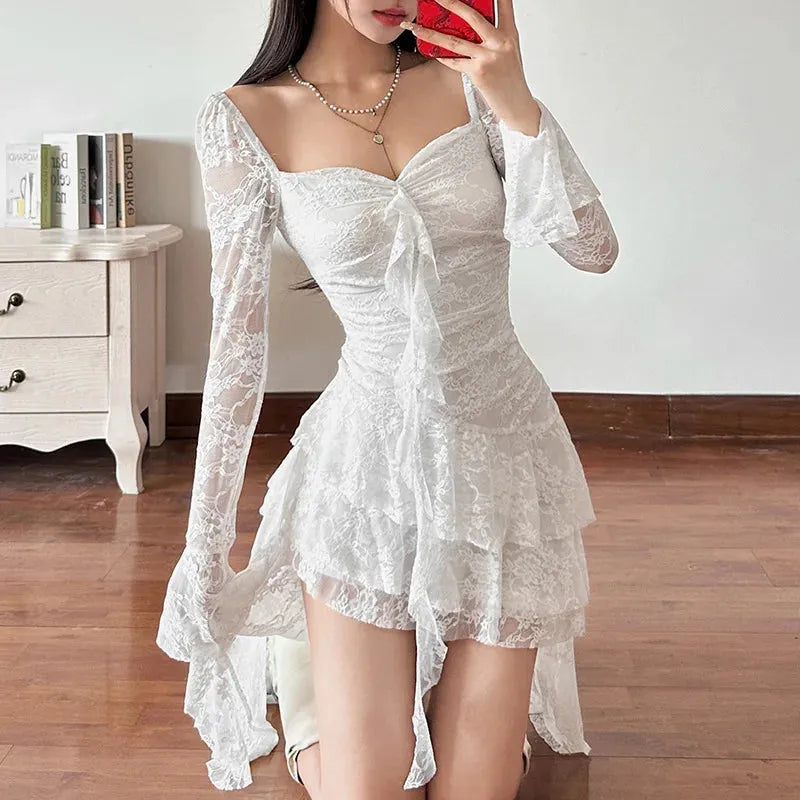 Goth Lace Mullet Mini Dress view 7 | MAUVSTUDIO®