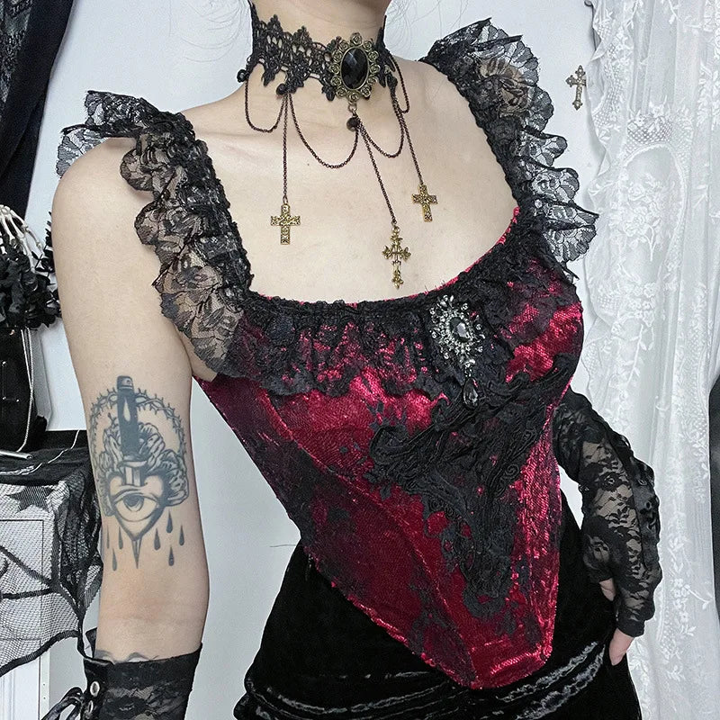 Goth Lace Trim Corset Top – MAUVSTUDIO®