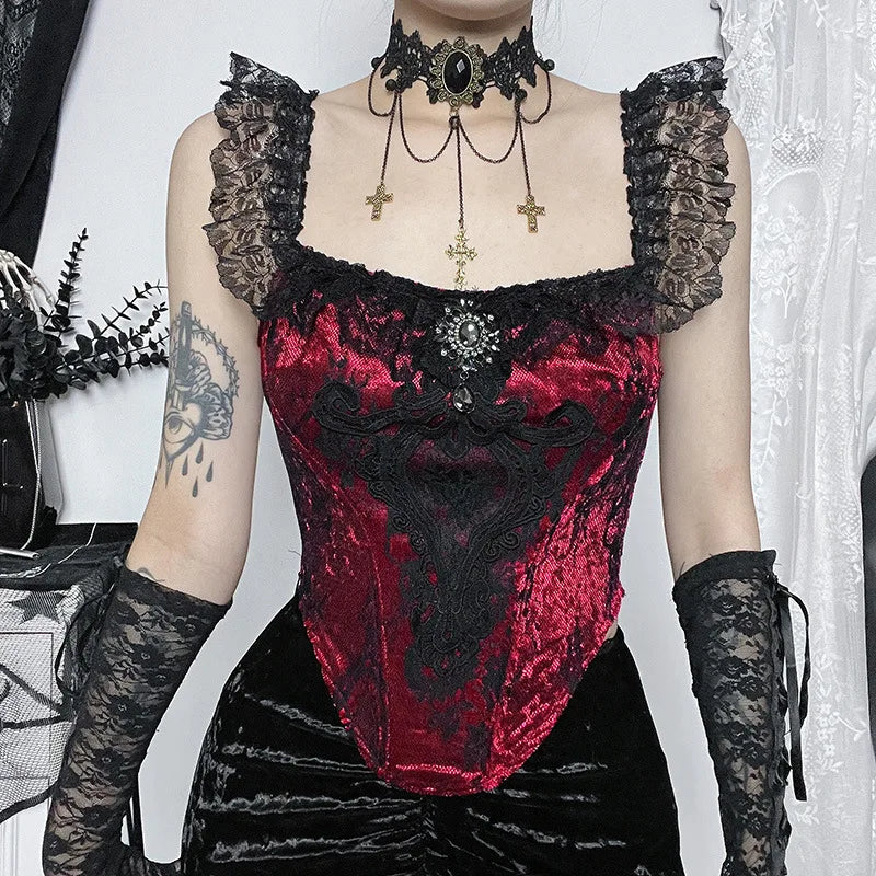 Goth Lace Trim Corset Top – MAUVSTUDIO®