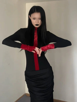Goth Red Detail Top – MAUVSTUDIO®