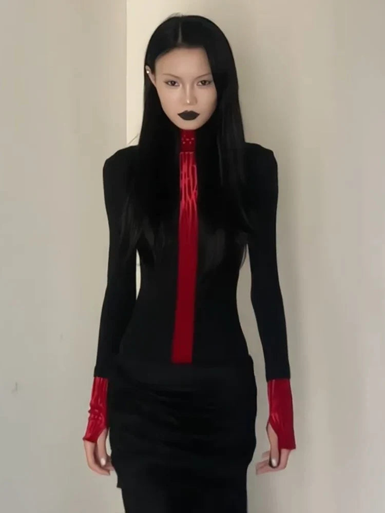 Goth Red Detail Top – MAUVSTUDIO®