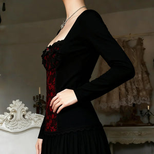 Goth Red Lace Panel Top – MAUVSTUDIO®