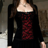 Goth Red Lace Panel Top – MAUVSTUDIO®