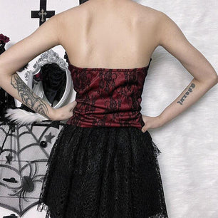 Goth Ribbon Detailed Corset Top-Mauv Studio