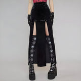 Goth Velvet High Split Midi Skirt-Mauv Studio