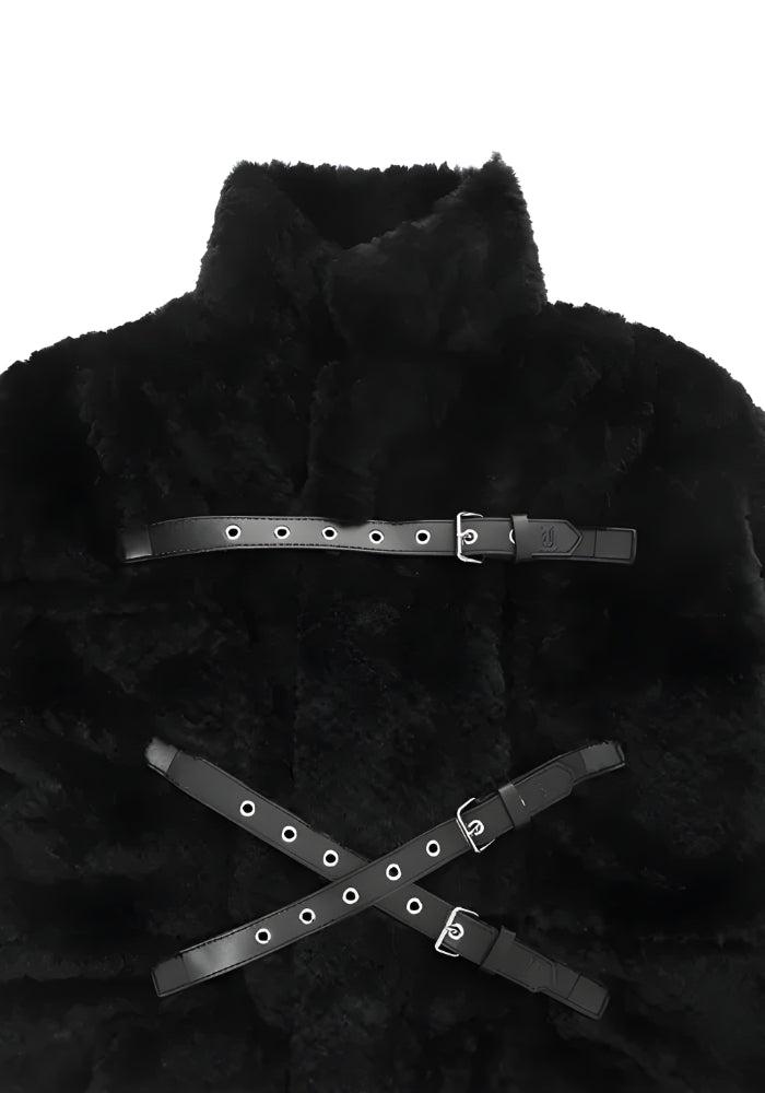 Gothic Faux Fur Fluffy Long Jacket-MAUV STUDIO