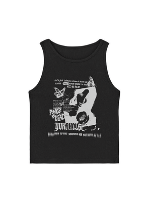 Gothic Punk Printed Rib Crop Tank Top-Tops&Tees-MAUV STUDIO-STREETWEAR-Y2K-CLOTHING