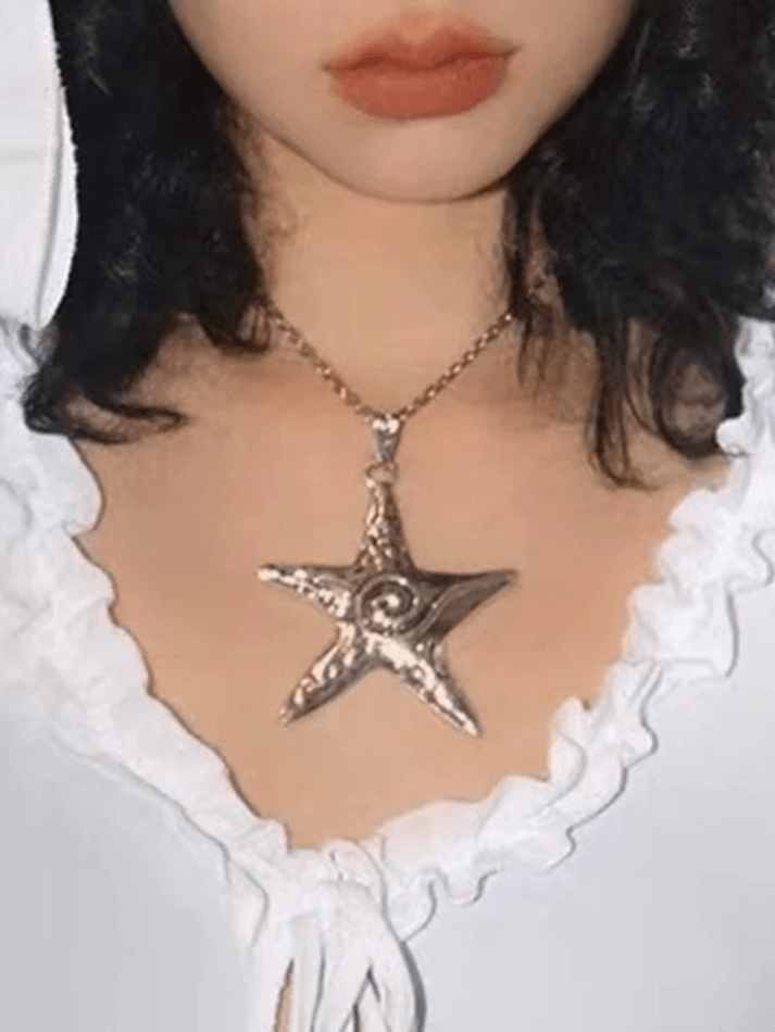 Grand collier à breloque étoile futuriste-Necklaces-MAUV STUDIO-STREETWEAR-Y2K-CLOTHING