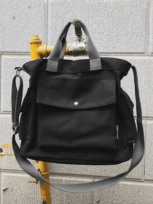 Grand sac à bandoulière en toile à poche-Bags-MAUV STUDIO-STREETWEAR-Y2K-CLOTHING