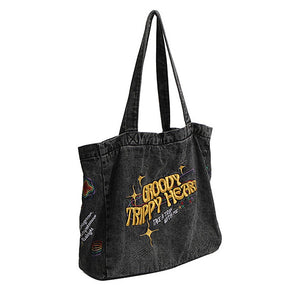 Groovy Trippy Heart Denim Bag-Handbags-MAUV STUDIO-STREETWEAR-Y2K-CLOTHING