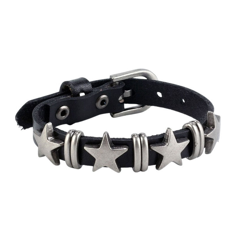 Grunge Aesthetic Star Leather Bracelet-Bracelets-MAUV STUDIO-STREETWEAR-Y2K-CLOTHING