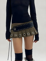 Grunge Belted Extra Mini Skirt-Mauv Studio