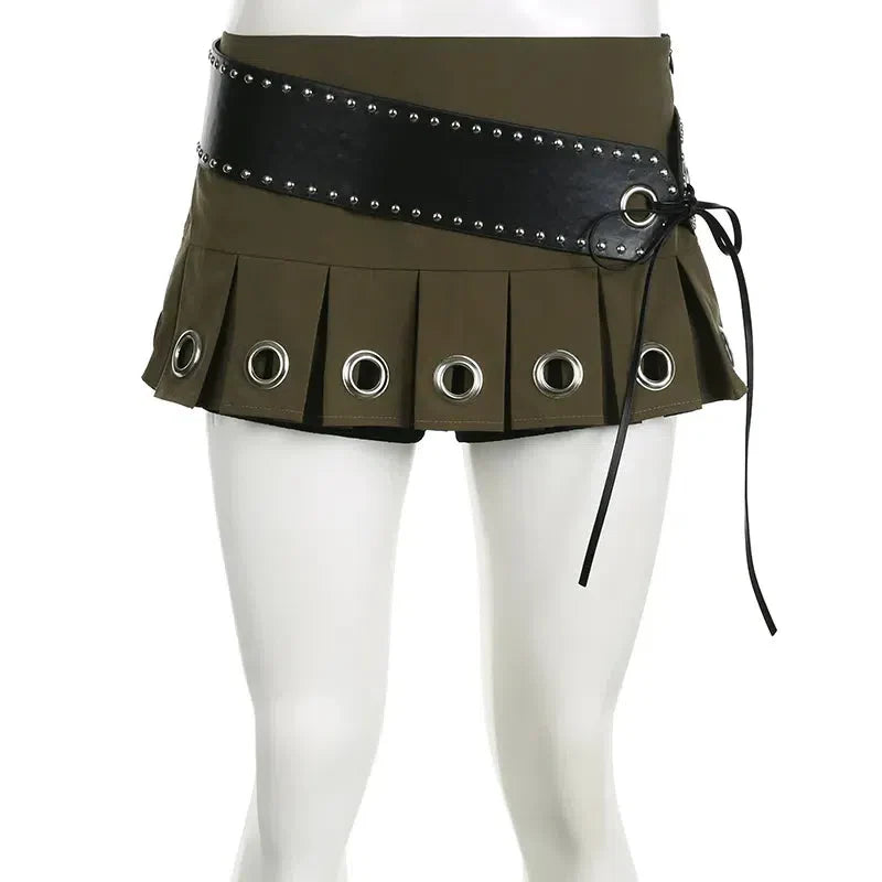 Grunge Belted Extra Mini Skirt-Mauv Studio