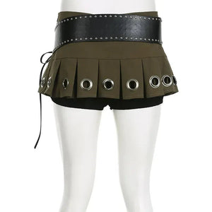 Grunge Belted Extra Mini Skirt-Mauv Studio