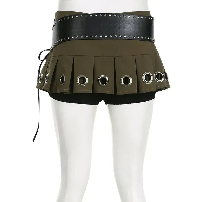 Grunge Belted Extra Mini Skirt-Mauv Studio