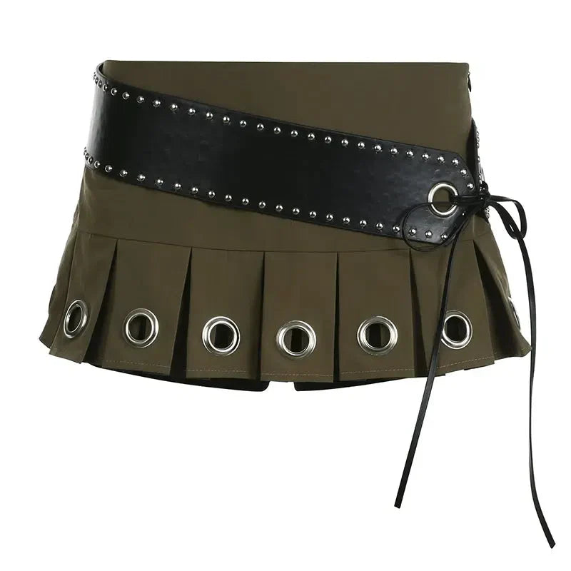 Grunge Belted Extra Mini Skirt-Mauv Studio