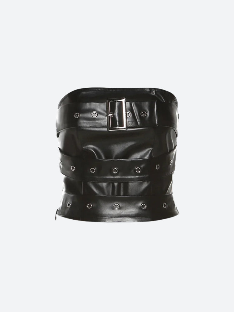 Grunge Belted Faux Leather Tube Top – MAUVSTUDIO®