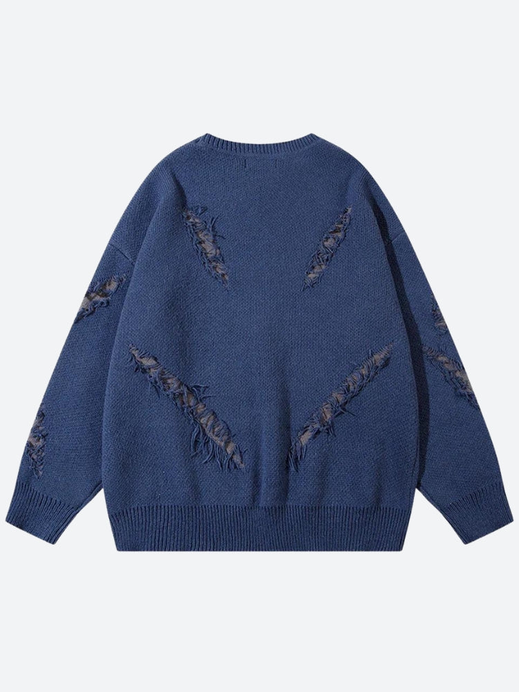 Grunge Claw Distressed Knitted Sweater-Mauv Studio