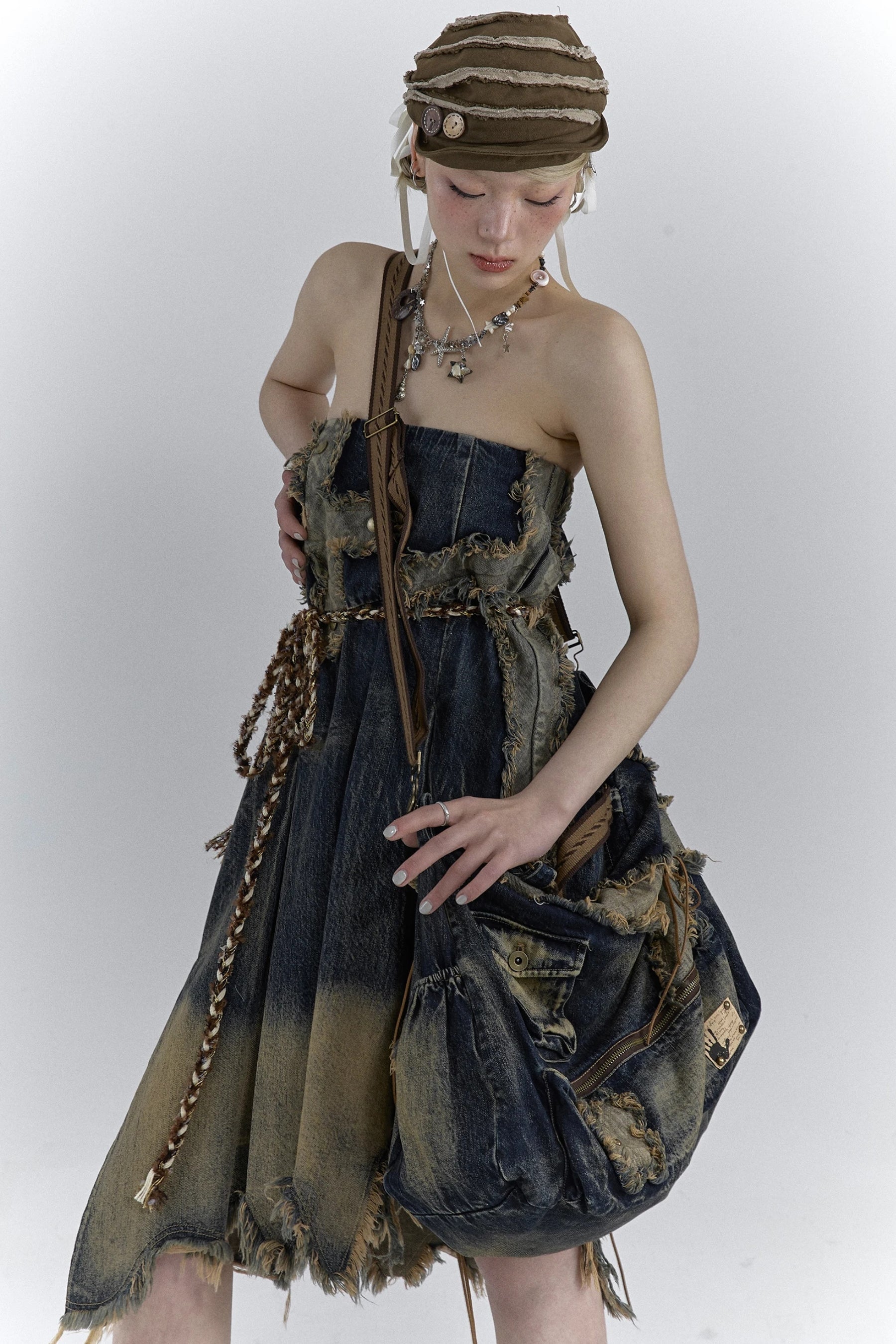 Grunge Cross Patch Pleated Maxi Skirt, Y2K skirt styled with a crop top