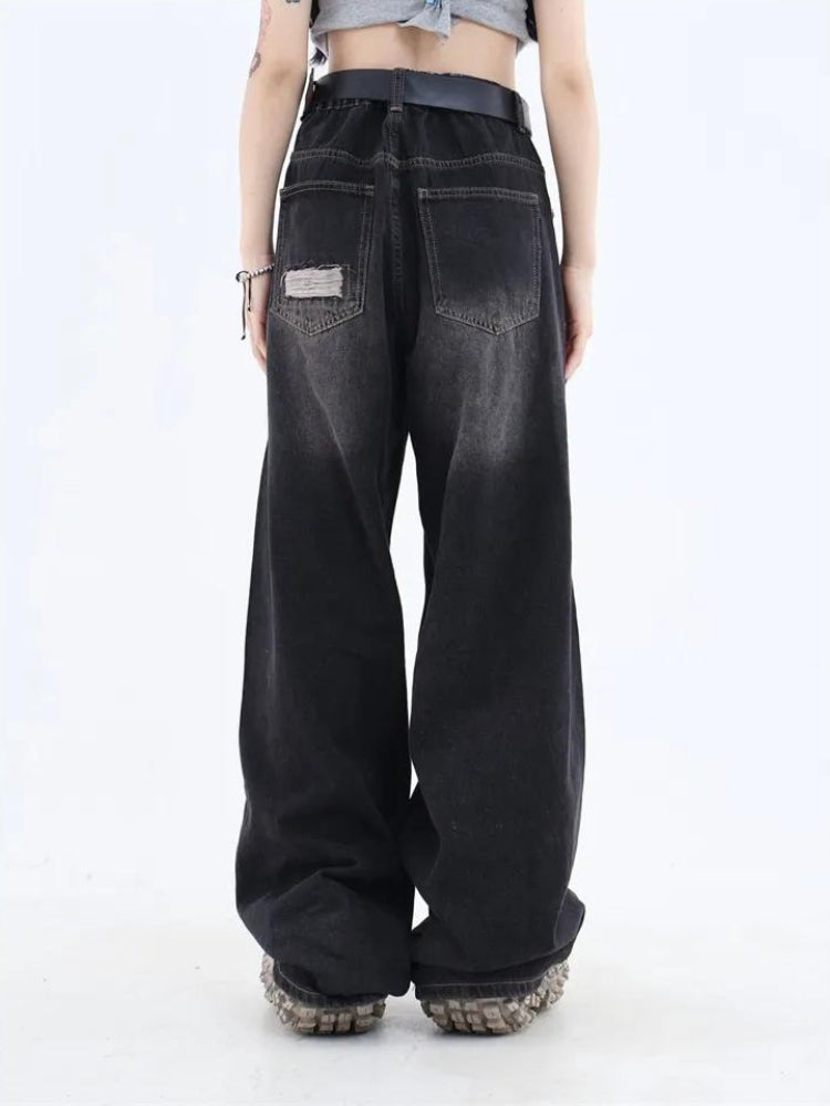 Grunge Dark Wash Distressed Jeans – MAUVSTUDIO®