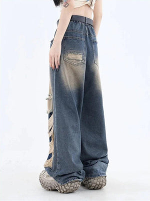 Grunge Dark Wash Distressed Jeans-MAUV STUDIO