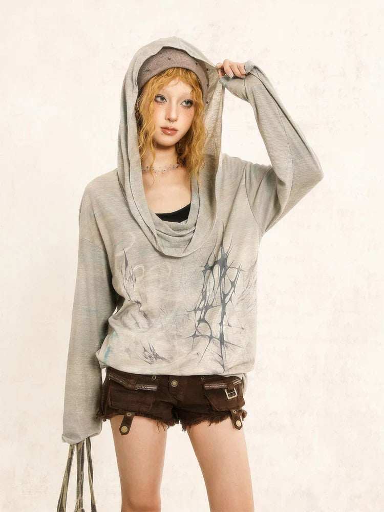 Grunge Distressed Hooded Top – MAUVSTUDIO®