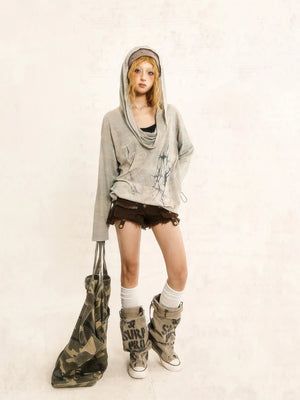 Grunge Distressed Hooded Top – MAUVSTUDIO®