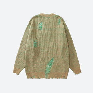 Grunge Distressed Knitted Sweater-Mauv Studio