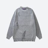 Grunge Distressed Knitted Sweater-Gray-S-Mauv Studio