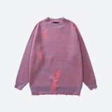 Grunge Distressed Knitted Sweater-Purple-S-Mauv Studio