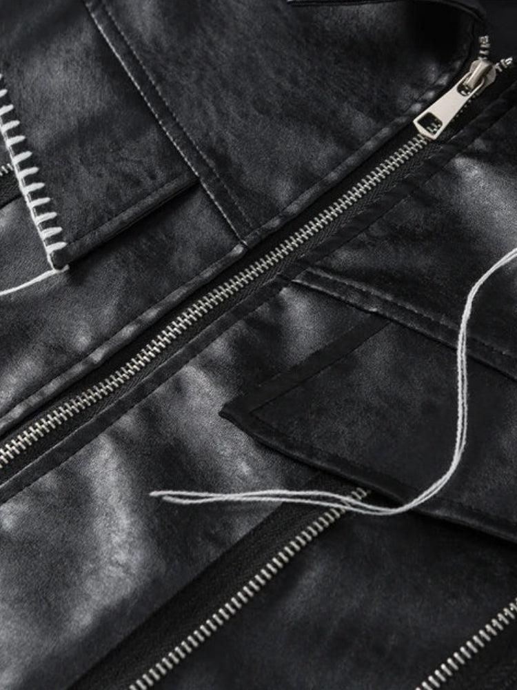 Grunge Faux Leather Jacket – MAUVSTUDIO®