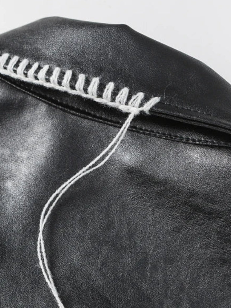 Grunge Faux Leather Jacket – MAUVSTUDIO®
