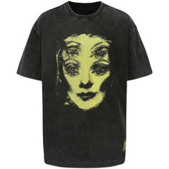 Grunge Ghost Face Graphic T-Shirt-T-Shirts-MAUV STUDIO-STREETWEAR-Y2K-CLOTHING