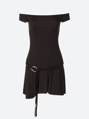 Grunge Off Shoulder Mini Dress view 5 | MAUVSTUDIO®