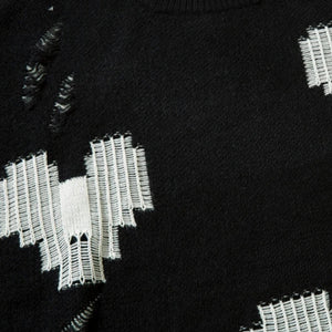 Grunge Pixel Hearts Knitted Sweater-Mauv Studio