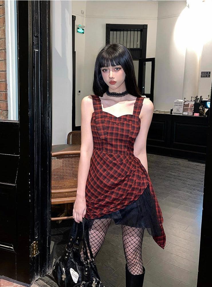 Grunge Plaid Mini Dress MAUVSTUDIO Grunge Plaid Mini Dress MAUVSTUDIO