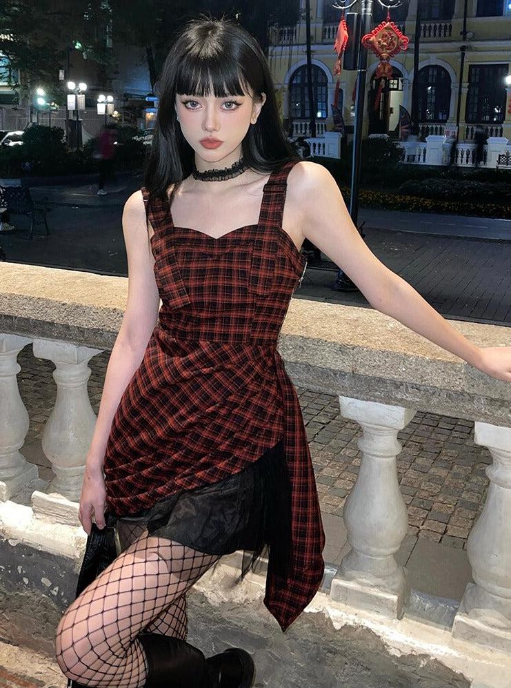 Grunge Plaid Mini Dress MAUVSTUDIO Grunge Plaid Mini Dress MAUVSTUDIO