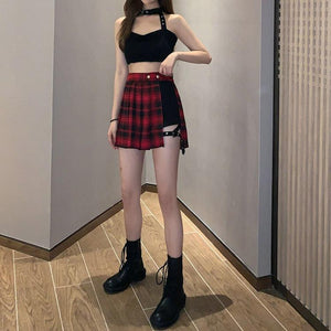 Grunge Plaid Mini Skort-Mauv Studio