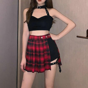 Grunge Plaid Mini Skort-Mauv Studio