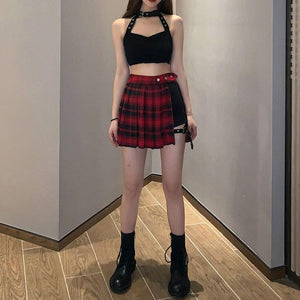 Grunge Plaid Mini Skort-Mauv Studio