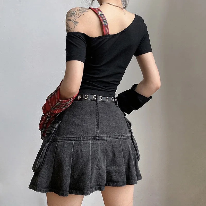 Grunge Plaid Star Patch Top – MAUVSTUDIO®