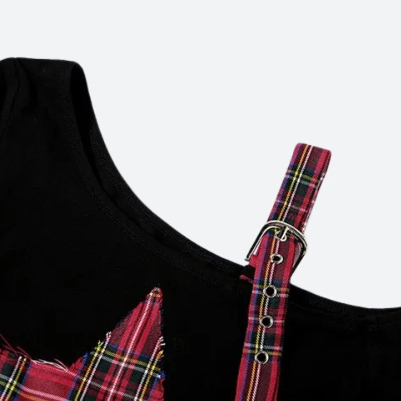 Grunge Plaid Star Patch Top – MAUVSTUDIO®