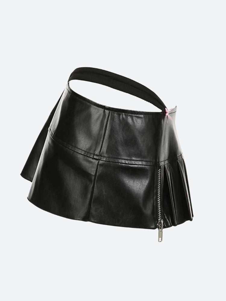 Grunge Pleated Zipper Slit Micro Mini Skirt-Mauv Studio